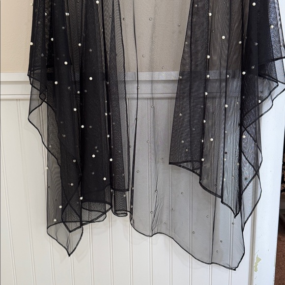 Karl Lagerfeld Black Sheer Beaded Wrap - Picture 5 of 6
